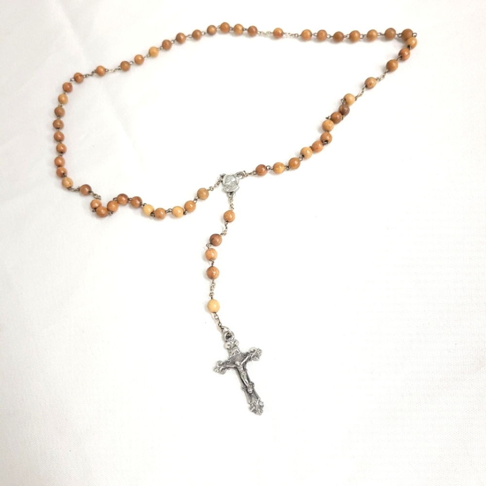 Catholic Rosary Beads  Sanctified Wall Natural Jesus necklac